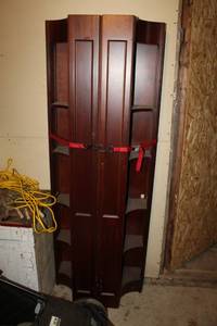 lot 233 image: Lot of (2) Wood Display Shelves 5-Tier