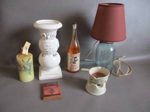 Assorted Home Decor and Mason Jar Lamp