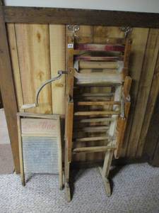 Antique cloths wringer and washboard