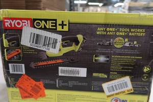 lot T40 image: ONE 18-Volt Lithium-Ion Cordless Grass Shear and Shrubber Trimmer - 1.3 Ah Battery and Charger Included