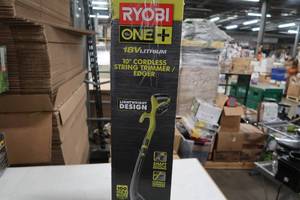 lot T44 image: ONE 18-Volt Lithium-Ion Electric Cordless String Trimmer and Edger - 1.3 Ah Battery and Charger Included