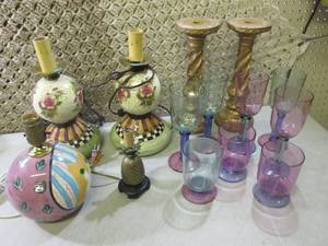 Vintage Lamps Candle Holders and Gl...