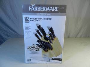 lot 12 image: New Farberware Professional 15 Piece Forged Triple Riveted Cutlery Set