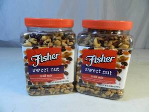 lot 51 image: 2 New Canisters of Fisher Sweet Nut Trail Mix