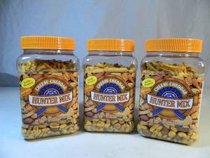 lot 67 image: 3 New Canisters of Cheesy Cheddar Hunter Mix