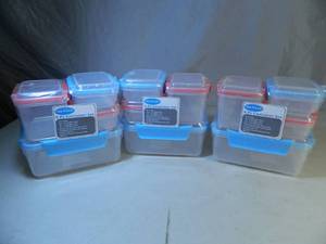 lot 75 image: 3 New 8 Pc Click and Lock Container Sets