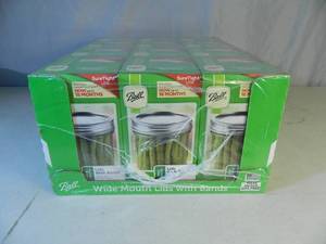 lot 104 image: New Case of Ball Wide Mouth Lids with Bands