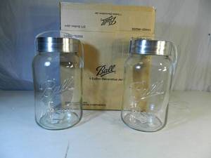 lot 111 image: 2 New Large Ball 1 Gallon Decorative Jars