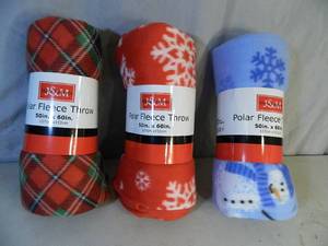 lot 147 image: 3 New Polar Fleece Throws