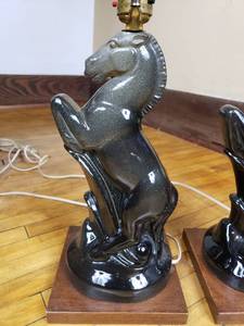 lot 419 image: Vintage Pair of Ceramic Horse Lamps