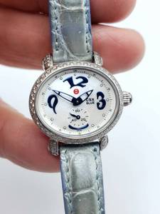 lot 603 image: Authentic Michele CSX Blue SS Watch with Natural Diamonds