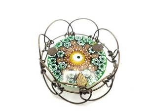 lot 322 image: Millefiori Brass Looped Convertible Tea Coaster 1930s 40s