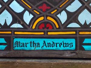 lot 17B image: Stunning Blue Gothic Stained Glass Church Window