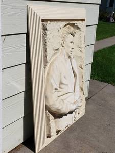 lot 1B image: Bill Mack Rebel Bonded Sand Sculpture James Dean framed Hand Signed #3495