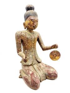 lot 1 image: 19th Century Antique Hand-Carved Wood Thai Buddha Statue