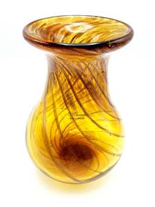 lot 304 image: Murano Art Glass Aventurine Swirl Vase Golden Amber 8 14