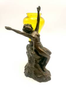lot 11 image: Stunning Art Deco Bronzed Cast Metal Nude Lady Epergne 7 34
