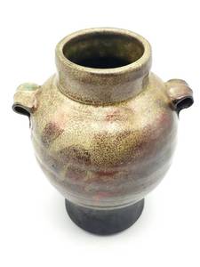 lot 407 image: Artist Signed Double Handled Raku Pottery Vase 8 14 Tall