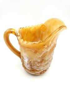 lot 313 image: Caramel Slag End O Day Glass Windmill Pitcher by Imperial