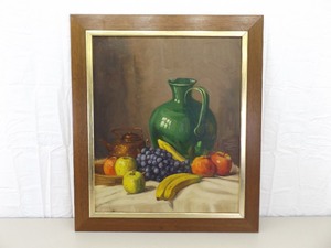 Wood Framed Oil on Canvas Painting of Fruit
