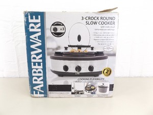 NEW in Open Box Faberware 3 Crock Round Slow Cooker