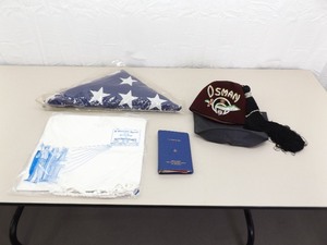 Lot of Free Mason, Shriners Hat, Coffin Flag, etc.