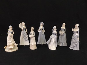 Lot of 7 Vintage 9 Porcelain Lady Figurines&nbsp