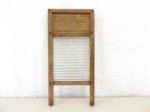 Antique Advertising Wood Washboard with Glass Washer Surface