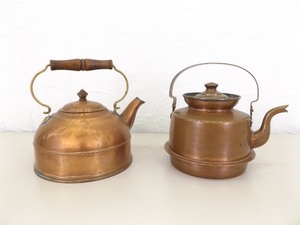 2 Antique Copper Tea Pots