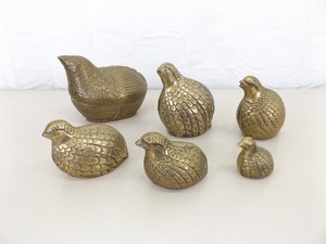 Lot of 6 Solid Brass Partridge Family Display