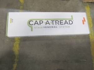 lot 132 image: Cap A Tread Shadow Hickory 47 in. L x 12-18 in. W x 1-1116 in. T Vinyl Overlay Left Return to Cover Stairs 1 in. T 016273814