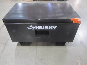 lot 19 image: Husky 32 in. W x 19.3 in. D Steel Job Site Tool Box in Black H32JSB