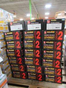 lot 260 image: 42 MIXED US LOCK 2050 SERIES STOREROOM, CLASSROOM AND PASSAGE LEVERSETS MONTEREY 2-38 and 2-34 BACKSET SC1 BRASS AND NICKEL FINISH - Some sets may be missing parts.
