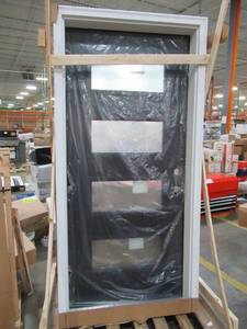 lot 284 image: Mmi Doors 36 in. x 80 in. Celeste Left-Hand Inswing 4-Lite Clear Painted Fiberglass Smooth Prehung Front Door