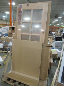 lot 285 image: Krosswood Doors 32 x 80 Rustic Knotty Alder 10-Lite Clear Glass Unfinished Wood Door Slab