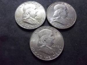lot 56 image: 3-1963 D Franklin Half Dollars