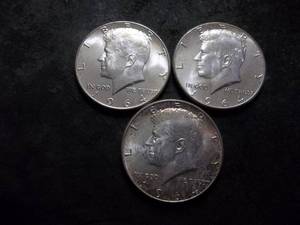 lot 66 image: 3-1964 JFK Silver Half Dollars 90% MS