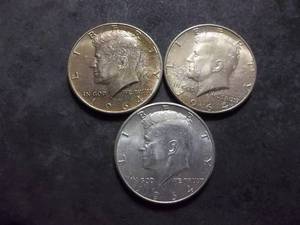 lot 70 image: 3-1964 JFK Silver Half Dollars 90% MS