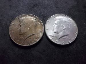 lot 73 image: 2-1964 JFK Silver Half Dollars 90% MS