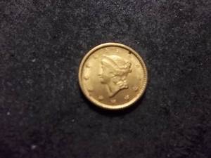 lot 74 image: 1853 1-Dollar Gold Piece-1.7 Gms Gold Net Weight