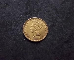 lot 75 image: 1857 1-Dollar Gold Piece 1.7 Gms Net Weight