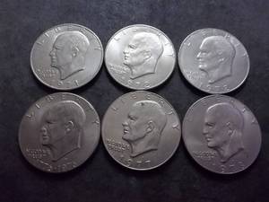 lot 77 image: 6-Ike Dollars 1971-1978