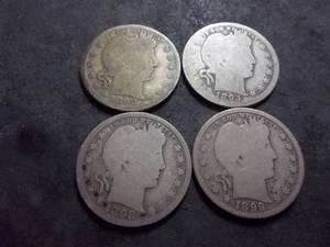 lot 82 image: 1892, 1893, 1898, 1899 Barber Quarters