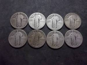 lot 89 image: 8-Standing Liberty Quarters
