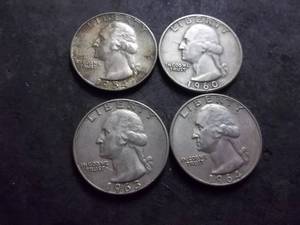 lot 92 image: 1954 D, 1960 D, 1963 D, 1964 D Washington Quarters