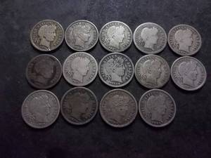 lot 94 image: 14-Barber Dimes In Higher Grades From 1893 To 1916