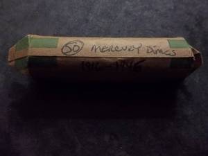 lot 96 image: 50 Mercury Dimes Mixed Assorted Dates 1916-1945