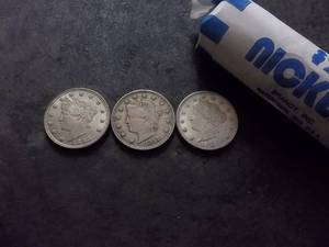 lot 106 image: Full Roll Of V-Nickels 1883-1912 Mixed Dates