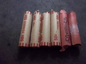 lot 119 image: 6 Rolls Of Lincoln Wheat Cents 1909-1958