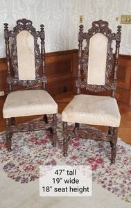 lot 8 image: Antique Jacobean Carved Slipper Chairs